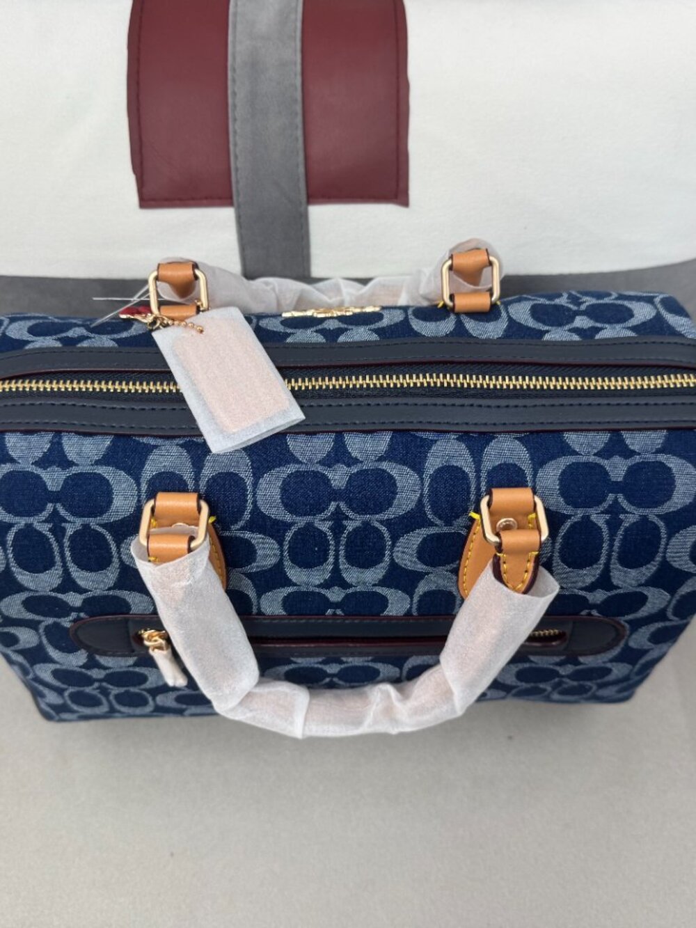 Coach Rowan Satchel Bag In Signature Denim Canvas NWT CY699 - Picture 2 of 5